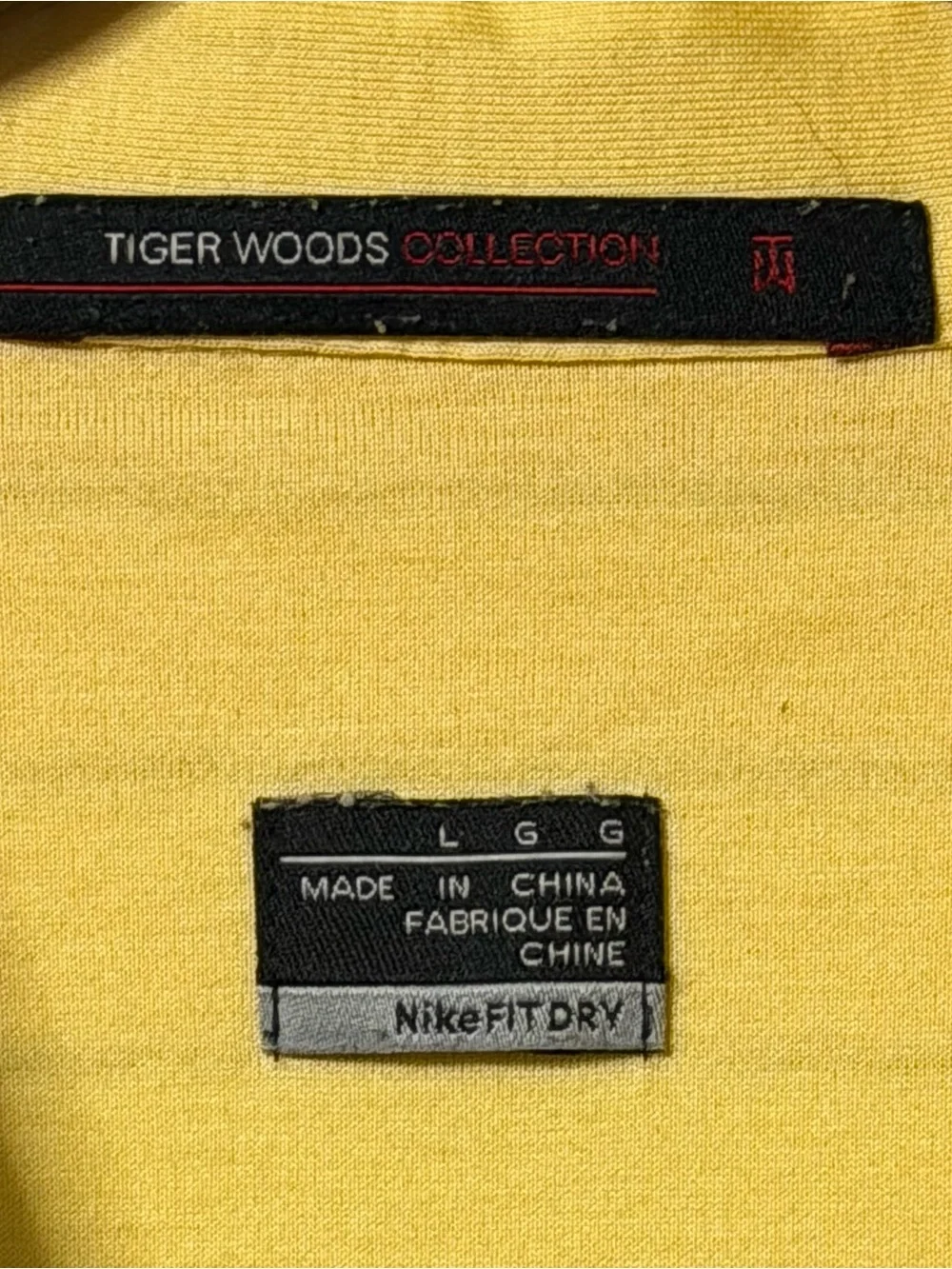 Tiger Woods Collection Nike Golf Men’s L Polo Shirt Yellow Striped NikeFIT Dry